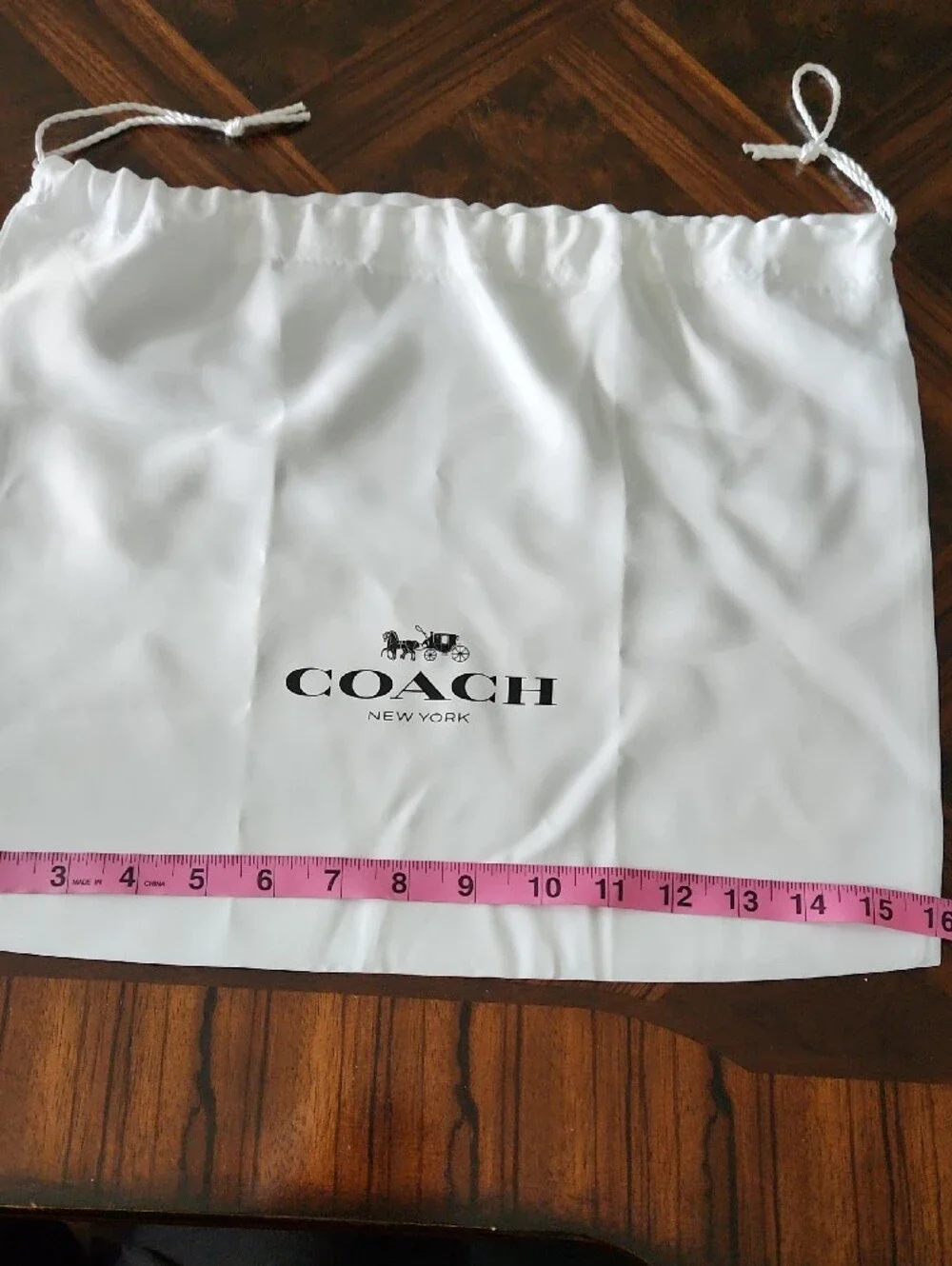 NEW Coach New York Dust Bag Satin White Drawstring Storage Stagecoach 16 x 13